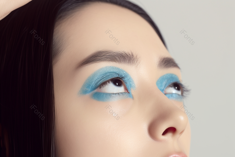 女士眼角涂抹了蓝色的眼影,高清,摄影图,摄影图片,图片大全,摄影图免费下载